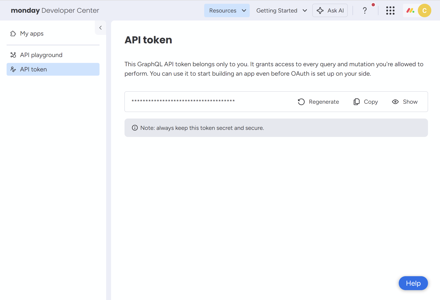 API Token Location