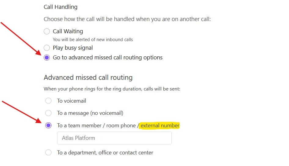 External number unavailable
