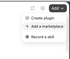 Add dropdown showing Add a marketplace